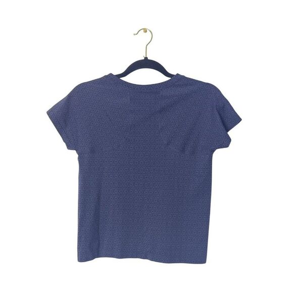 Athleta Momentum Seamless Short Sleeve Tee M Indigo Diamond Pattern Lightweight - Picture 2 of 6